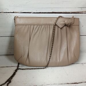 Ande Vintage Leather Evening Bag/Purse w Chain Strap. Leather Minimalist Clutch